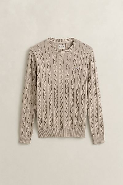 Gant Strickpullover "COTTON CABLE C-NECK" mit Wappen-Logostickerei auf der günstig online kaufen