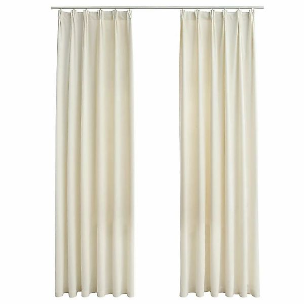 vidaXL Verdunkelungsvorhänge mit Haken 2 Stk Samt Creme 140x225cm günstig online kaufen