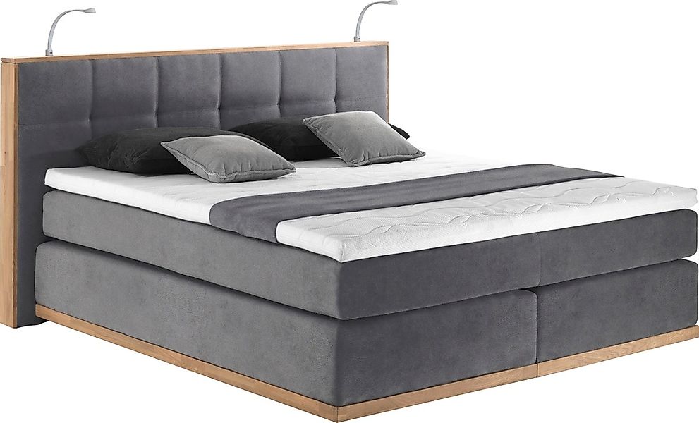 PLACES OF STYLE Boxspringbett "Vinton" aus Eiche, mit LED-Beleuchtung, vers günstig online kaufen