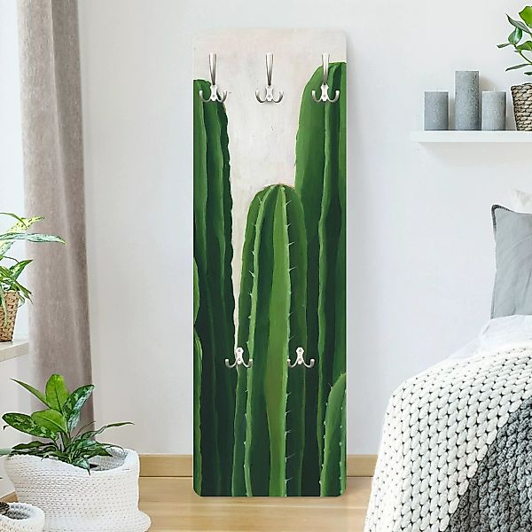 Wandgarderobe Holzpaneel Blumen Lieblingspflanzen - Kaktus günstig online kaufen