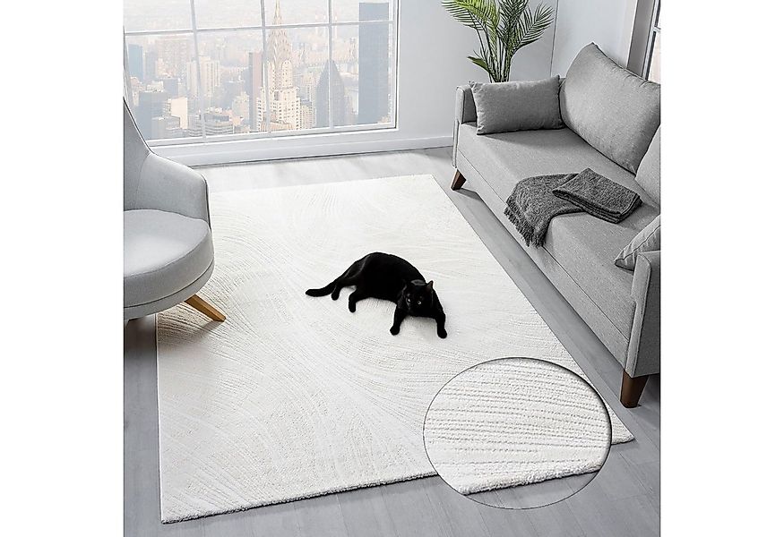 Vimoda Teppich Boho Design Unifarbe Hoch-Tief-Effekt, Rechteckig, Höhe: 6 m günstig online kaufen