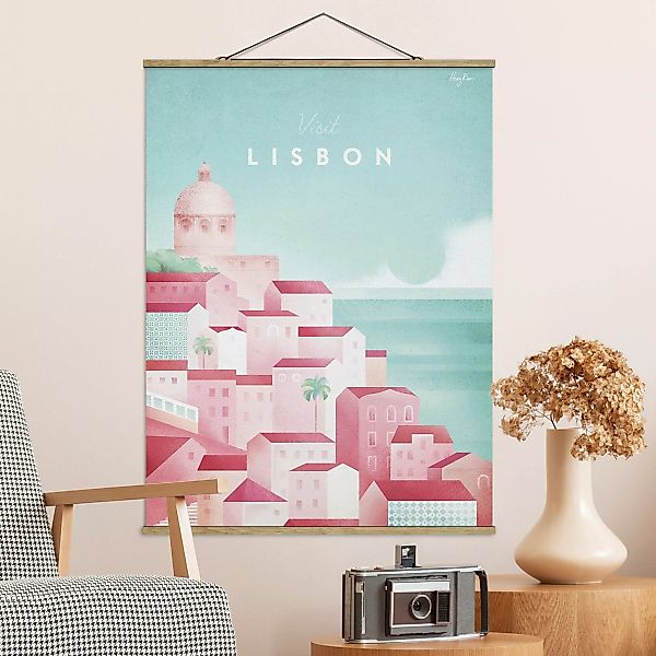Stoffbild Architektur mit Posterleisten - Hochformat Reiseposter - Lissabon günstig online kaufen