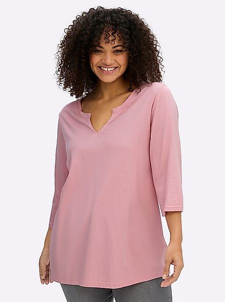 Sheego T-Shirt 3/4-Arm-Shirt 3/4-Arm aus trageangenehmem Baumwoll-Modal-Mix günstig online kaufen