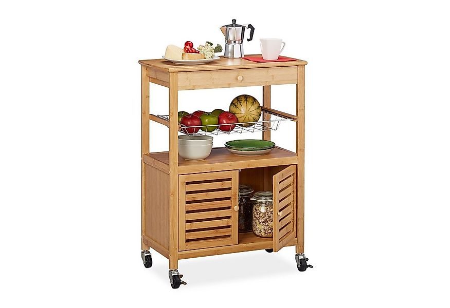 relaxdays Küchenwagen aus Bambus günstig online kaufen