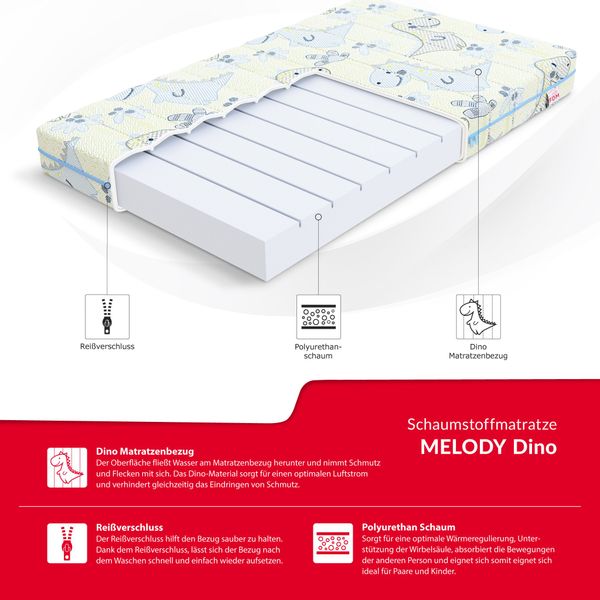Kindermatratze MELODY DINO DUMBO 60x120, 80x160, günstig online kaufen