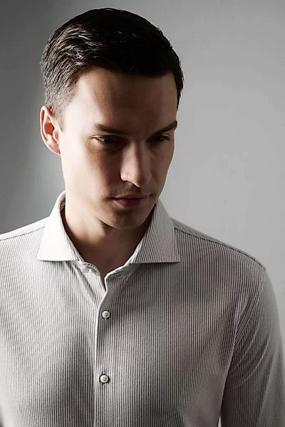 DESOTO Essential Hemd Hai Piqué Streifen Beige - Größe 47 günstig online kaufen