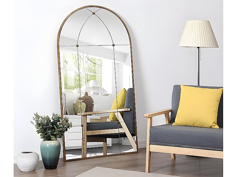 Metallener Fensterspiegel – B 80 x H 150 cm – Antikgold – PALMYRE günstig online kaufen