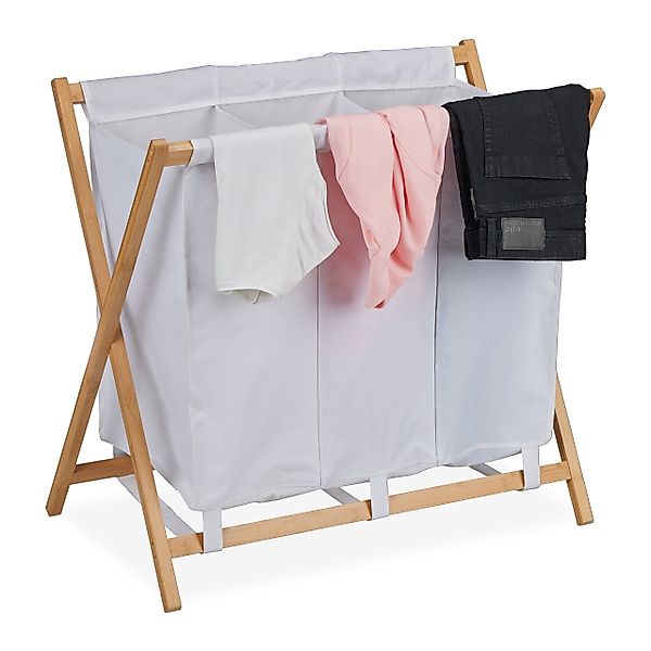 relaxdays Wäschekorb Klappbarer Wäschekorb mit 3 günstig online kaufen