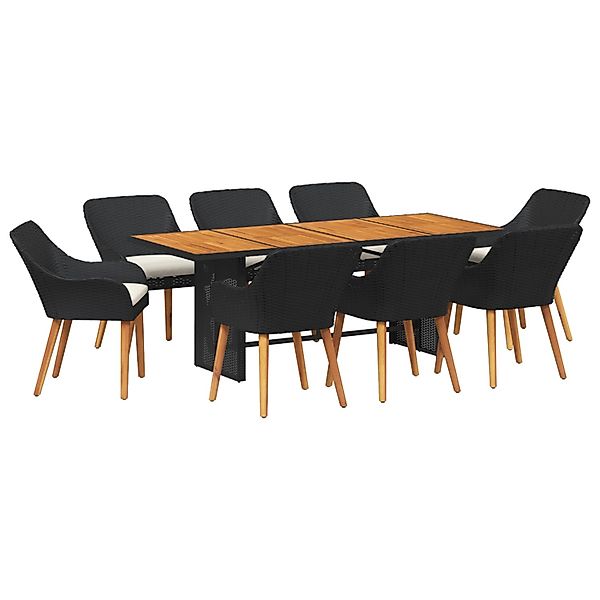 vidaXL 9-Teiliges Garten Esstisch Set Schwarzes Poly Rattan 3261624 günstig online kaufen