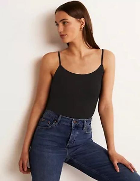 Einfarbiges Trägerhemd Damen Boden, Schwarz günstig online kaufen