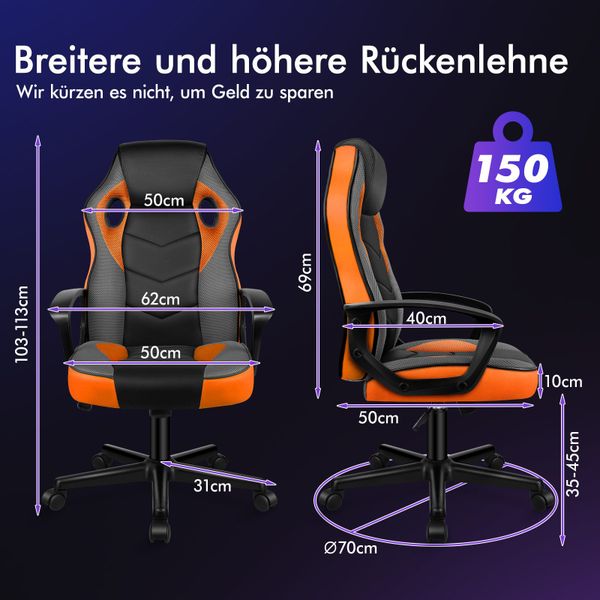 ALFORDSON Bürostuhl Racing Schreibtischstuhl, Drehbarer PC-Gaming-Stuhl günstig online kaufen