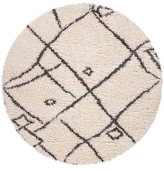 Paco Home Hochflor-Teppich "Orebro 171" rund 44 mm Höhe modernes Rauten Mus günstig online kaufen