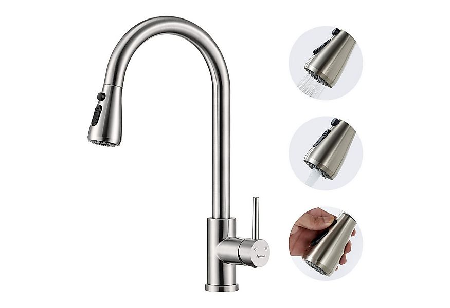 HOMELODY Spültischarmatur Hochdruck Wasserhahn Küche 360° Küchenarmatur mit günstig online kaufen