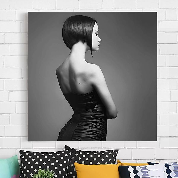 Leinwandbild Schwarz-Weiß - Quadrat Elegant Silhouette günstig online kaufen