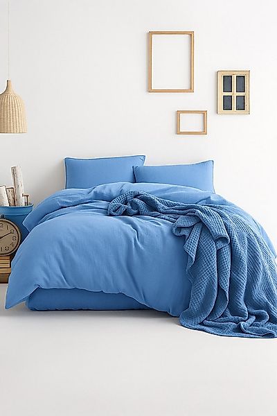 Sandiik Bettwäsche Musselin Bettwäsche in Provence Blau aus Biobaumwolle günstig online kaufen