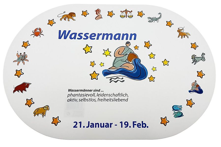 varivendo Tischdecke Platzmatte, Sternzeichen Wassermann (Stück 1-tlg, Plat günstig online kaufen