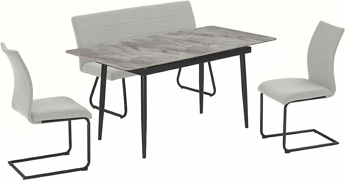 OTTO home Essgruppe "Stevian" Set, Ausziehbarer Esstisch + Bank + 2 Stühle, günstig online kaufen