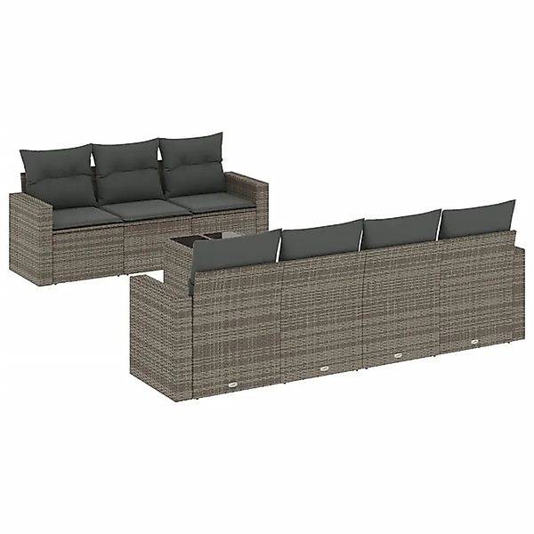 vidaXL 8-Tlg Garten-Sofagarnitur mit Kissen Grau Poly Rattan 3251067 günstig online kaufen