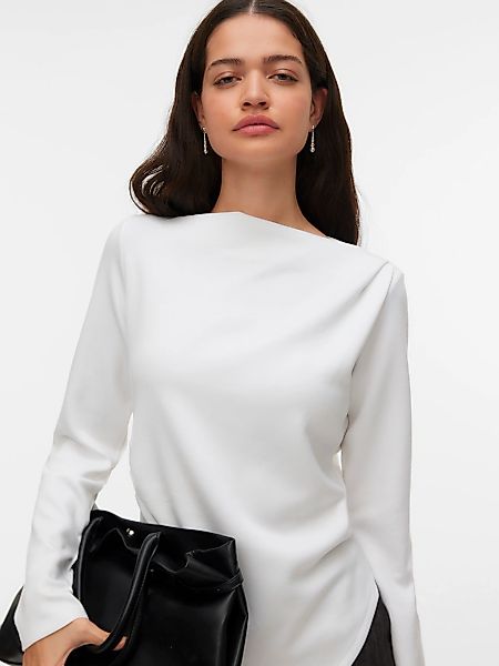 Vero Moda Langarmshirt "VMMILLE LS BOATNECK SHORT TOP JRS NOOS" Materialmix günstig online kaufen