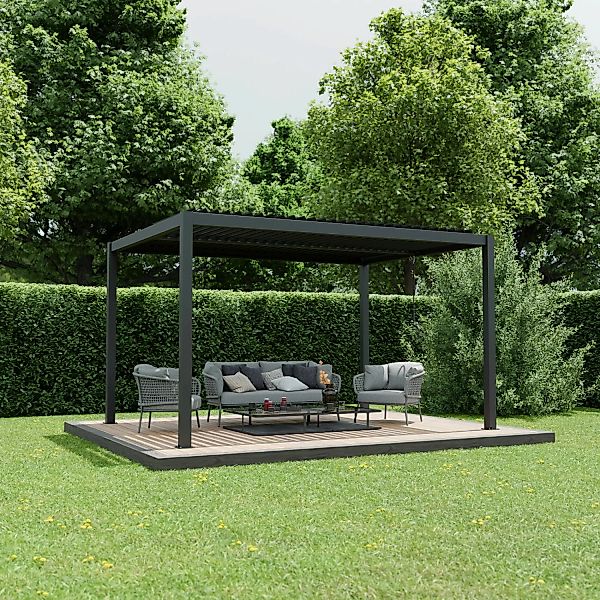 Ximax Pergola Shade Aluminium 300 cm x 400 cm Dunkelgrau inkl. Beleuchtung günstig online kaufen