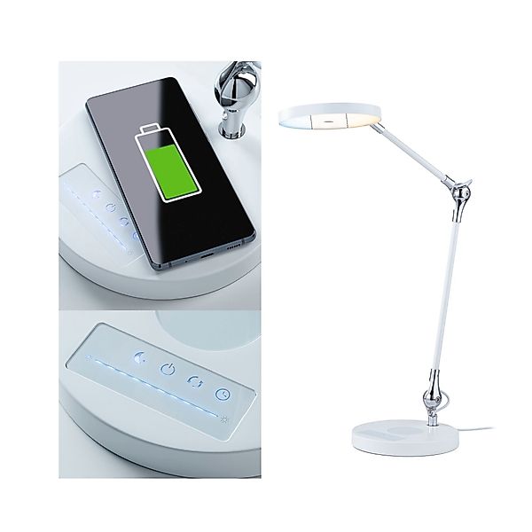 Paulmann "LED Schreibtischleuchte Numis QI White Switch 1000lm 11W Weiß" günstig online kaufen