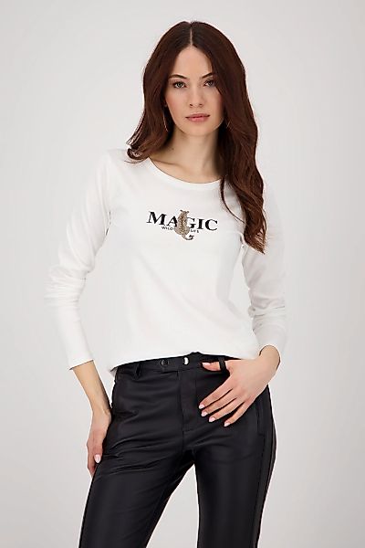 Monari Langarmshirt "Shirt Leo + Schrift", Mit Rundhalsausschnitt günstig online kaufen