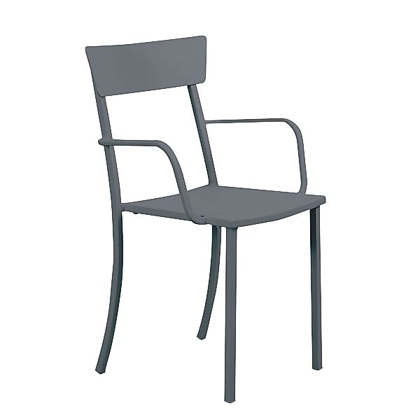 Sessel Mogan mit Armlehne - Stilvoller Gartenstuhl für Outdoor antik grau günstig online kaufen