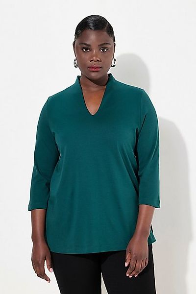 Ulla Popken T-Shirt Shirt A-Linie Kelchkragen 3/4-Arm Pima Cotton günstig online kaufen