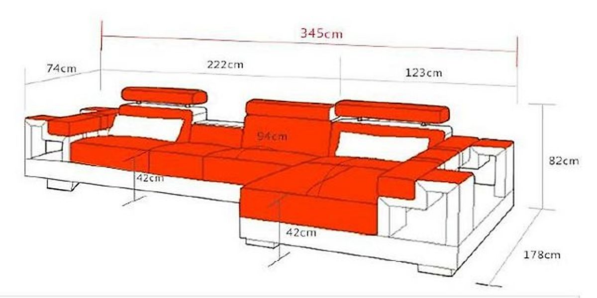 JVmoebel Ecksofa Wohnlandschaft Ecksofa Ledersofa Sofa + USB Polster Sitz E günstig online kaufen