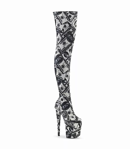 Extrem Overknee Stiefel FLAMINGO-3000DP - Dollar Print (Schuhgröße: EUR 35) günstig online kaufen