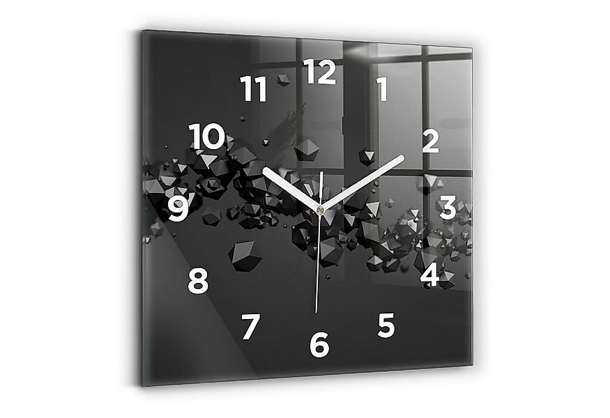 Tulup Wanduhr Moderne Glasuhr Schwarze Abstrakte Rechteckige Uhr aus Gehärt günstig online kaufen