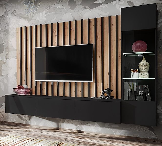 Furn.Design Wohnwand Pearl, (Mediawand in schwarz günstig online kaufen