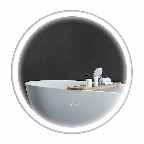 kleankin Badezimmerspiegel, Badspiegel mit LED Beleuchtung,  Ø 60 cm Leucht günstig online kaufen