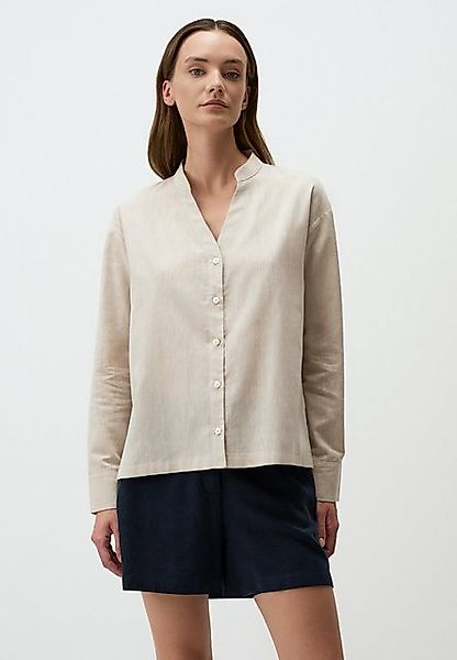 Jimmy Key Shirtbluse V-Ausschnitt Langärmlig Leinen Hemd günstig online kaufen