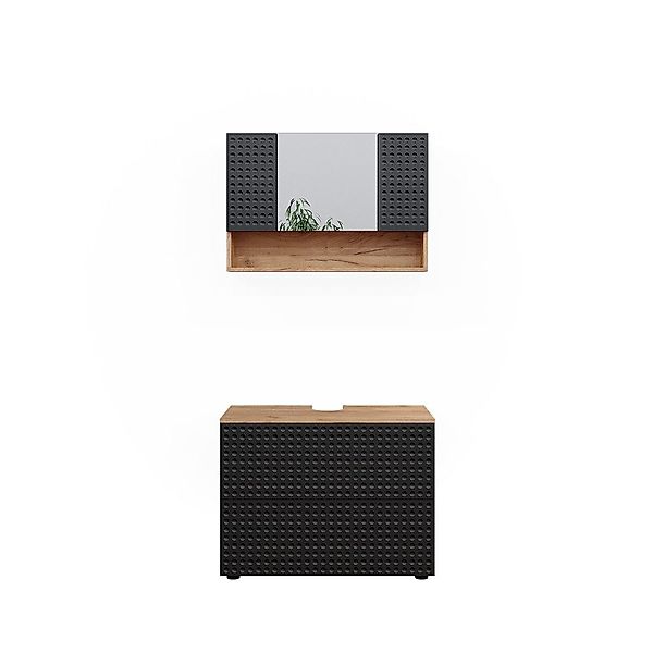 Vicco Badmöbel-Set Irma, Goldkraft Eiche/Anthrazit, 2 günstig online kaufen
