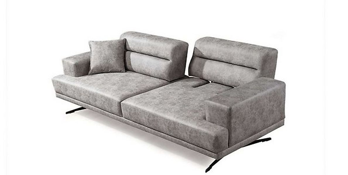 Xlmoebel 3-Sitzer Dreisitzer Ledersofa in modernem Grau für das Wohnzimmer günstig online kaufen