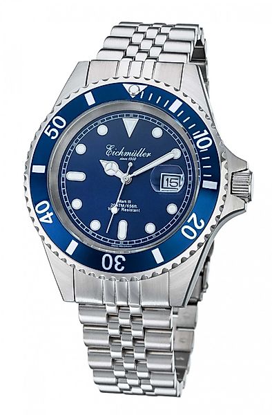 Eichmüller Taucheruhr Herrenuhr Blau Edelstahlband, 20 günstig online kaufen