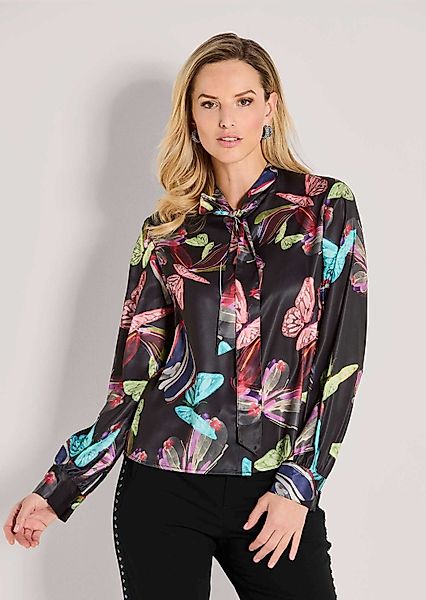 MADELEINE Langarmbluse Farbenfrohe Dschungel-Print Bluse Stehkragen günstig online kaufen