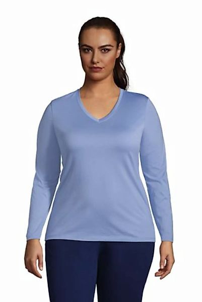 Supima Langarm-Shirt mit V-Ausschnitt in großen Größen, Damen, Größe: 52-54 günstig online kaufen