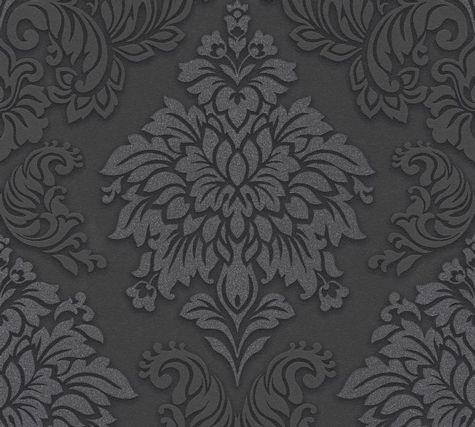Bricoflor Barock Tapete mit Glitzer Effekt Neobarock Vliestapete in Schwarz günstig online kaufen