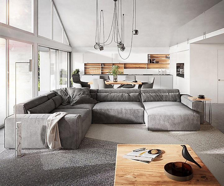 DELIFE Wohnlandschaft Sirpio, XL Mikrofaser Taupe günstig online kaufen