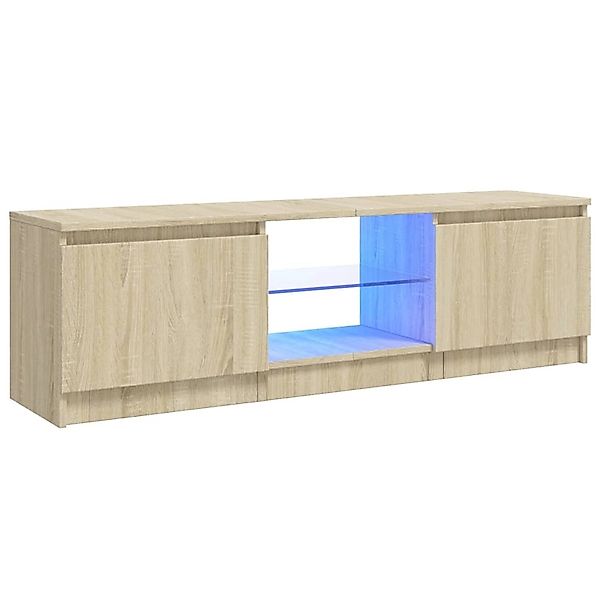 Tv-schrank Mit Led-leuchten Sonoma-eiche 120x30x35,5 Cm günstig online kaufen