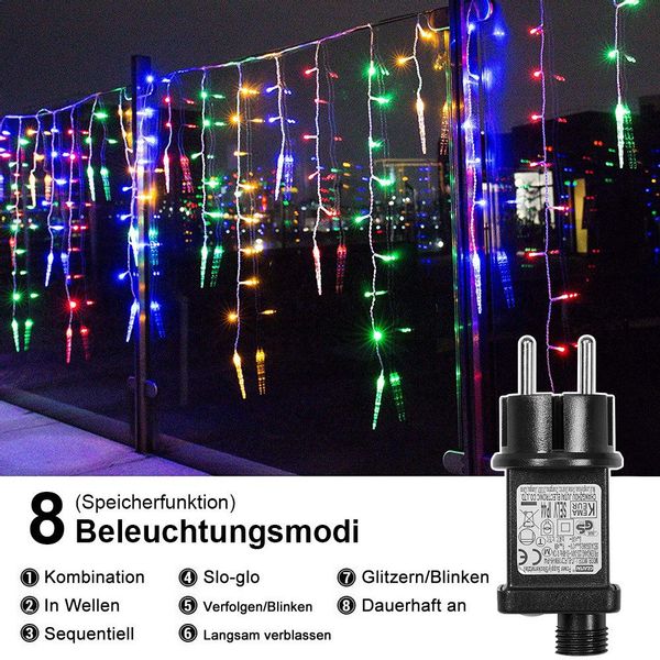 Rosnek LED-Lichtervorhang Eiszapfen-Anhänger, 8 Modi, Timer, günstig online kaufen
