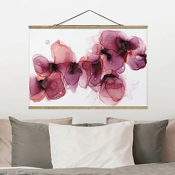 Stoffbild mit Posterleisten Wilde Blüten in Violett und Gold günstig online kaufen