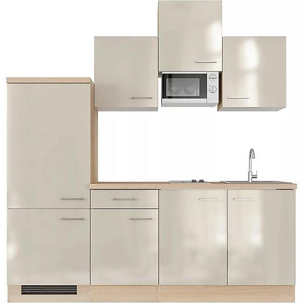 Flex-Well Exclusiv Küchenzeile Orlando 210 cm Kaschmir Glanz - Sonoma Eiche günstig online kaufen