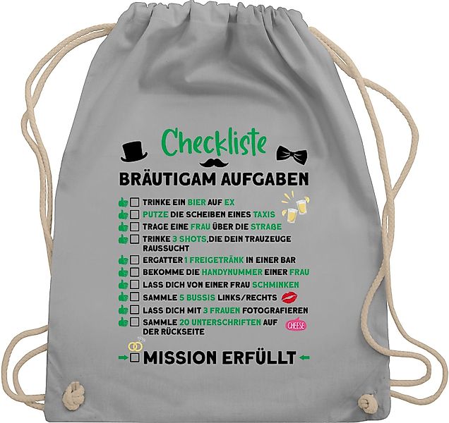 Shirtracer Turnbeutel Checkliste Bräutigam Aufgaben JGA, günstig online kaufen