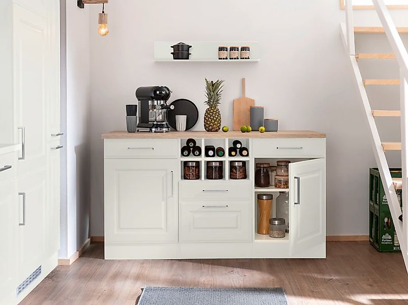 KOCHSTATION "KS-Stockholm" 150 cm breit, hochwertige MDF-Fronten mit Fräsun günstig online kaufen