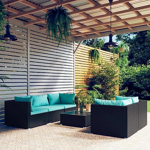 Vidaxl 6-tlg. Garten-lounge-set Mit Kissen Poly Rattan Schwarz günstig online kaufen