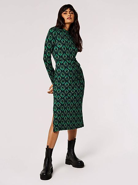 Apricot Druckkleid Geometrisch gemustertes Midikleid, (2-tlg., günstig online kaufen