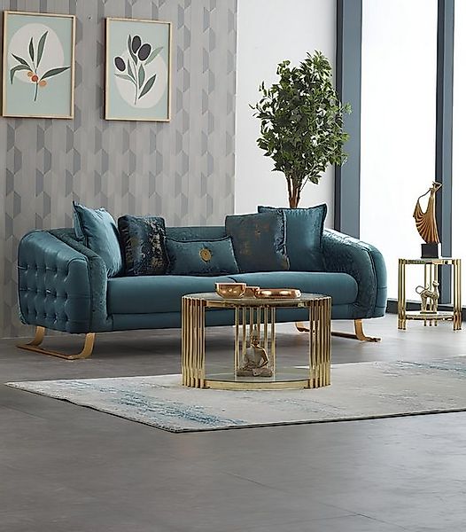 JVmoebel Sofa Stoffsofa Couch Dreisitzer Sofa 3 Sitzer Polstersofa Blau Mod günstig online kaufen